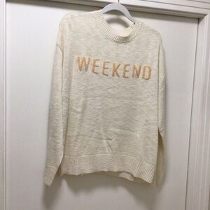 Womens Pink Lily Stitched Weekend Sweater